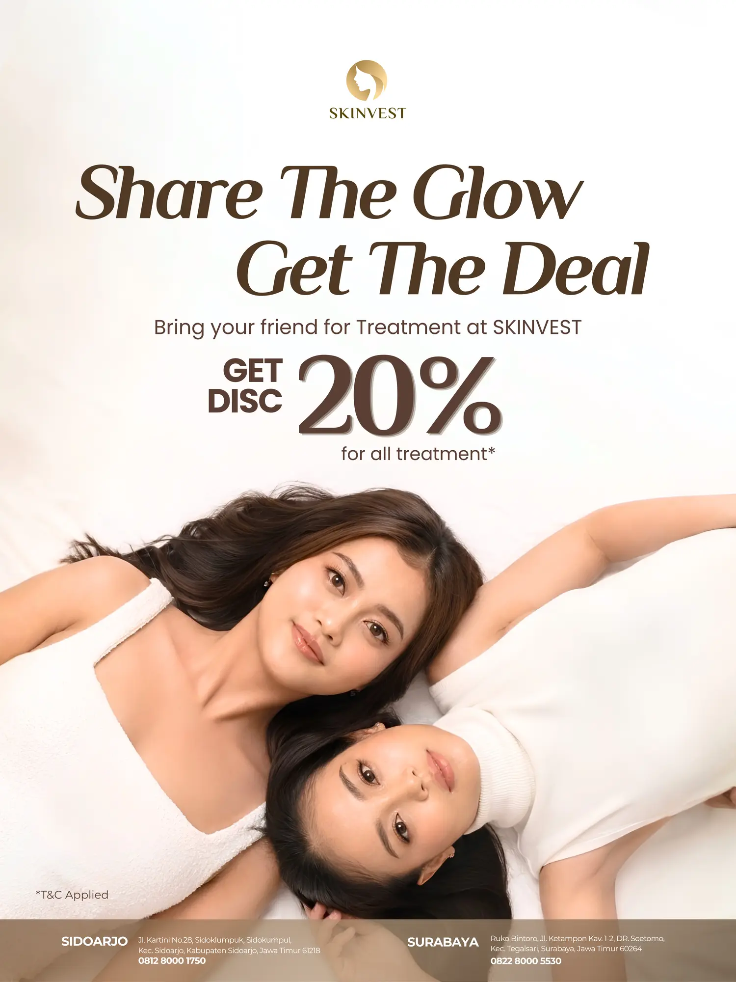Desain promo Skinvest: Share The Glow, Get The Deal